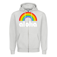 Dove Grey Aloha Rainbow Hawaii 808 Island Hawaiian Zipper Hoodie - linhVisuals