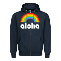 Navy Aloha Rainbow Hawaii 808 Island Hawaiian Zipper Hoodie - linhVisuals