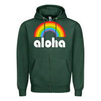 Sports Green Aloha Rainbow Hawaii 808 Island Hawaiian Zipper Hoodie - linhVisuals