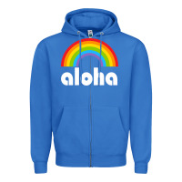 True Royal Aloha Rainbow Hawaii 808 Island Hawaiian Zipper Hoodie - linhVisuals