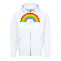 White Aloha Rainbow Hawaii 808 Island Hawaiian Zipper Hoodie - linhVisuals