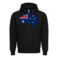 Black Australia Map Flag Drawing Line Art Zipper Hoodie - linhVisuals
