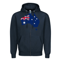 Navy Australia Map Flag Drawing Line Art Zipper Hoodie - linhVisuals