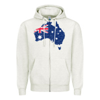 Oatmeal Heather Australia Map Flag Drawing Line Art Zipper Hoodie - linhVisuals