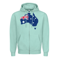 Seafoam Australia Map Flag Drawing Line Art Zipper Hoodie - linhVisuals