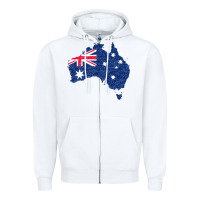 White Australia Map Flag Drawing Line Art Zipper Hoodie - linhVisuals