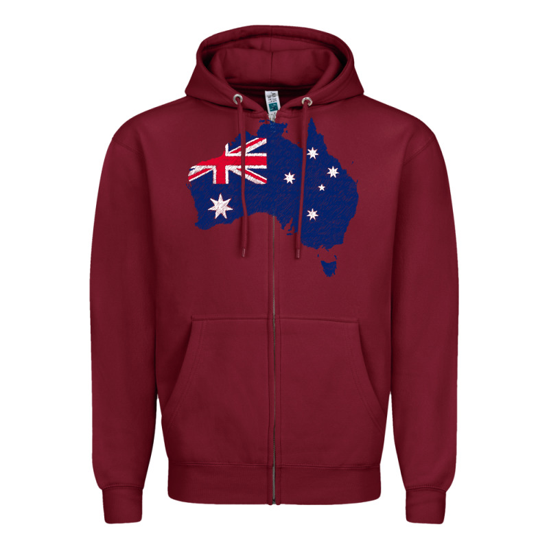 Australia Map Flag Drawing Line Art Zipper Hoodie by linhVisuals | Teevron