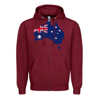 Burgundy Australia Map Flag Drawing Line Art Zipper Hoodie - linhVisuals