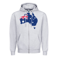 Heather Grey Australia Map Flag Drawing Line Art Zipper Hoodie - linhVisuals