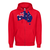 Red Australia Map Flag Drawing Line Art Zipper Hoodie - linhVisuals