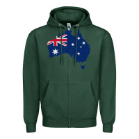 Sports Green Australia Map Flag Drawing Line Art Zipper Hoodie - linhVisuals
