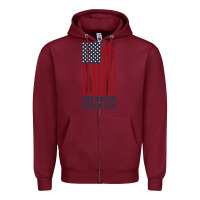 Burgundy american flag one nation under god Zipper Hoodie - linhVisuals