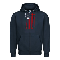 Navy american flag one nation under god Zipper Hoodie - linhVisuals