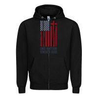 Black american flag one nation under god Zipper Hoodie - linhVisuals