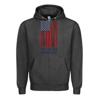 Charcoal Heather american flag one nation under god Zipper Hoodie - linhVisuals