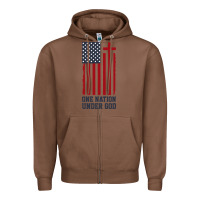 Chestnut american flag one nation under god Zipper Hoodie - linhVisuals