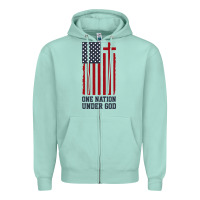 Seafoam american flag one nation under god Zipper Hoodie - linhVisuals