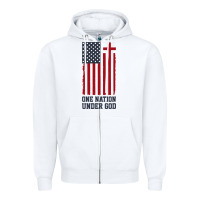 White american flag one nation under god Zipper Hoodie - linhVisuals