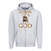 Heather Grey armor of god ephesians bible verse Zipper Hoodie - linhVisuals