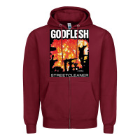Burgundy GODFLESH Streetcleaner Zipper Hoodie - linhVisuals