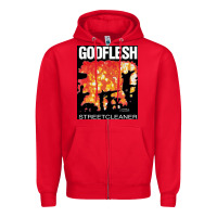 Red GODFLESH Streetcleaner Zipper Hoodie - linhVisuals