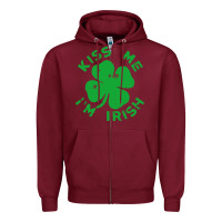 Burgundy kiss me im irish funny saint patrick day womens Zipper Hoodie - linhVisuals
