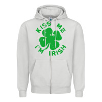 Dove Grey kiss me im irish funny saint patrick day womens Zipper Hoodie - linhVisuals