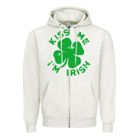 Oatmeal Heather kiss me im irish funny saint patrick day womens Zipper Hoodie - linhVisuals