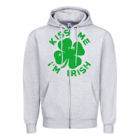 Heather Grey kiss me im irish funny saint patrick day womens Zipper Hoodie - linhVisuals