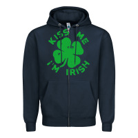 Navy kiss me im irish funny saint patrick day womens Zipper Hoodie - linhVisuals