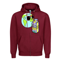 Burgundy wrld drink Zipper Hoodie - linhVisuals