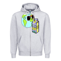 Heather Grey wrld drink Zipper Hoodie - linhVisuals