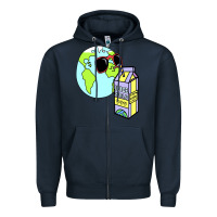 Navy wrld drink Zipper Hoodie - linhVisuals