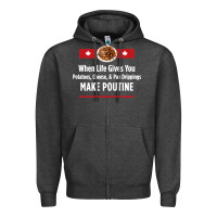 Charcoal Heather canada poutine quebec recipe french Zipper Hoodie - linhVisuals