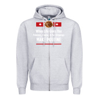 Heather Grey canada poutine quebec recipe french Zipper Hoodie - linhVisuals