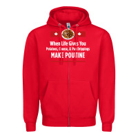 Red canada poutine quebec recipe french Zipper Hoodie - linhVisuals