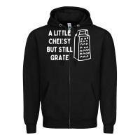 Black Cheesy But Still Grate Funny Pun Zipper Hoodie - linhVisuals