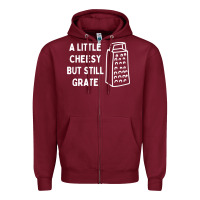 Burgundy Cheesy But Still Grate Funny Pun Zipper Hoodie - linhVisuals
