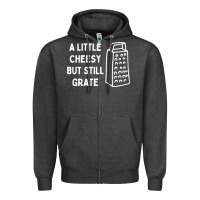 Charcoal Heather Cheesy But Still Grate Funny Pun Zipper Hoodie - linhVisuals