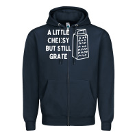 Navy Cheesy But Still Grate Funny Pun Zipper Hoodie - linhVisuals