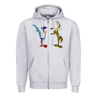 Heather Grey coyote and the road runner Zipper Hoodie - linhVisuals