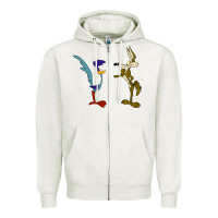 Oatmeal Heather coyote and the road runner Zipper Hoodie - linhVisuals