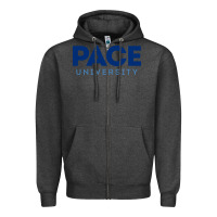 Charcoal Heather Pace University Zipper Hoodie - linhVisuals