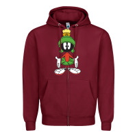 Burgundy marvin the martian Zipper Hoodie - linhVisuals