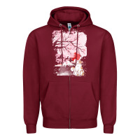 Burgundy japan t  shirt sakura cat t  shirt Zipper Hoodie - linhVisuals