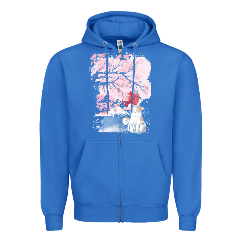 Japan T  Shirt Sakura Cat T  Shirt Zipper Hoodie by linhVisuals | Teevron