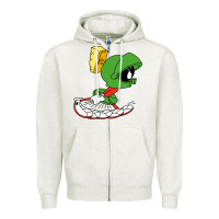 Oatmeal Heather marvin the martian Zipper Hoodie - linhVisuals