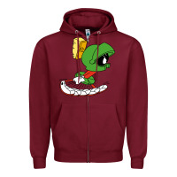 Burgundy marvin the martian Zipper Hoodie - linhVisuals