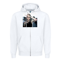 White Mgk Zipper Hoodie - linhVisuals