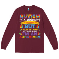 Burgundy lil autism mom Long Sleeve Tee - CowhideDigitalArt